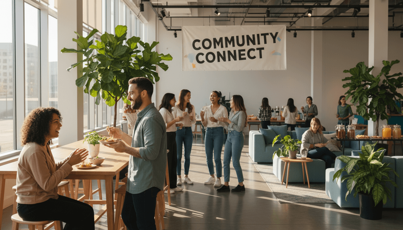 People mingling at a warm community gathering